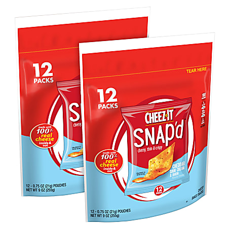 Cheez-It Snap'd, Sour Cream, 0.75 Oz, 12 Bags Per Pack, Case Of 2 Packs
