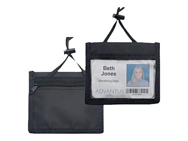 Advantus - Card holder - bag - 2 compartments - lanyard - black (pack of 12)