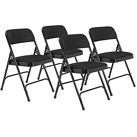National Public Seating 2200 Series Fabric Upholstered Folding Chairs, Midnight Black, Set Of 4 Chairs