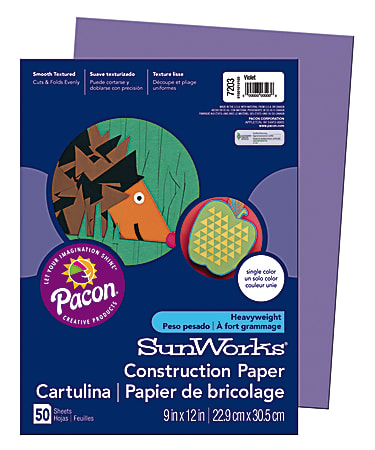 SunWorks® Construction Paper, 9" x 12", Violet, Pack Of 50