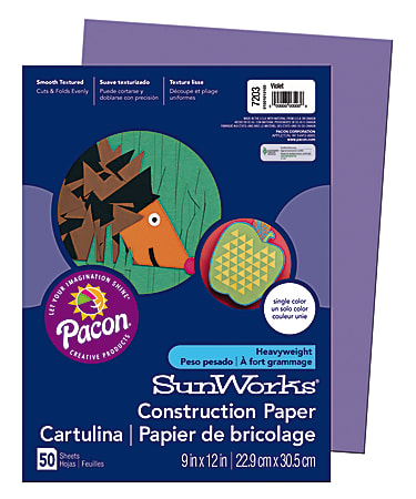 SunWorks Construction Paper 9 x 12 Violet Pack Of 50 - Office Depot