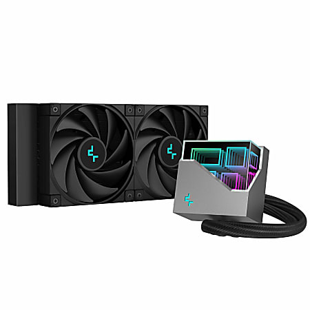 DeepCool High Performance 2-Tower Liquid CPU Cooler With 240mm Radiator, 1-1/16”H x 4-3/4”W x 11-1/8”D, Black, LT520