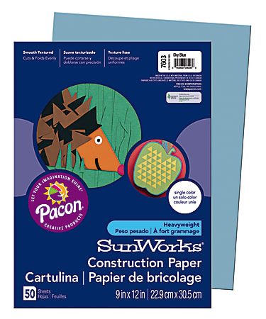 SunWorks® Construction Paper, 9" x 12", Sky Blue, 50 Sheets