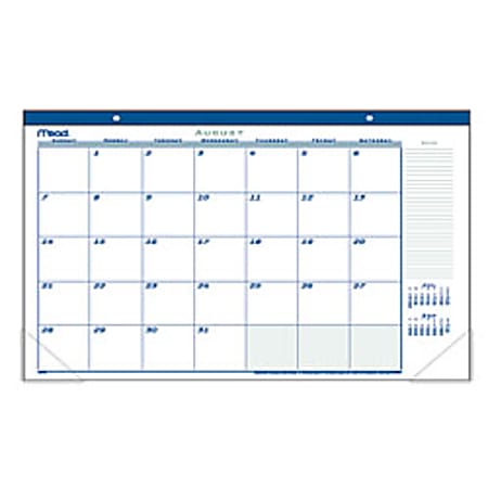 AT-A-GLANCE® 30% Recycled Academic Desk Pad Calendar, 22" x 17", August 2011-July 2012