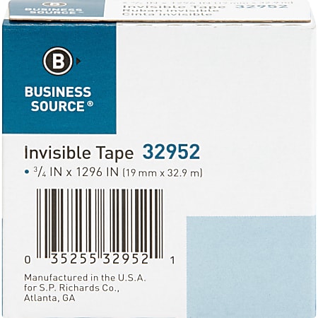 Business Source Invisible Tape Dispenser Refill Roll - 36 yd Length x 0.75 Business Source Invisible Tape Dispenser Refill Roll - 36 yd Length x 0.75