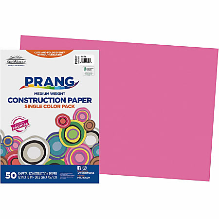 Prang® Construction Paper, 18" x 12", 50 Sheets, Hot Pink