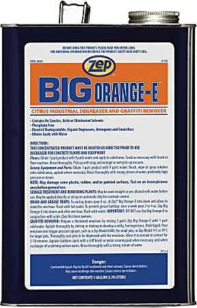 Zep Professional Big Orange-E Liquid Industrial Degreaser, 1 Gallon, Pack Of 4 Cans