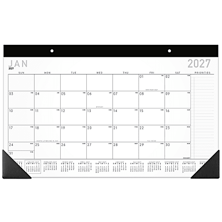 AT-A-GLANCE® Contemporary 2027 Monthly Desk Pad Calendar, Compact, 18" x 11"