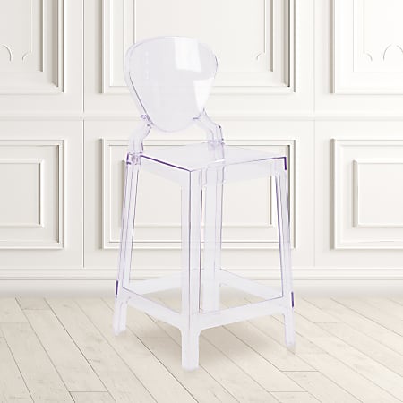 Flash Furniture Ghost Counter Stools With Tear Backs, Transparent Crystal, Set Of 4 Stools