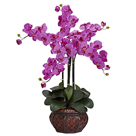 Nearly Natural 31"H Silk Phalaenopsis Arrangement With Decorative Pot, Orchid