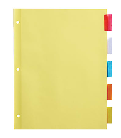 Office Depot® Brand Insertable Dividers With Tabs, 8 1/2" x 11", Multicolor, 5-Tab, Pack Of 6 Sets