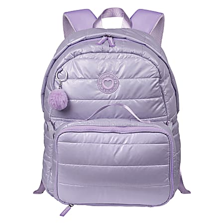 Volkano Quest Crinkle Puffer Backpack And Lunch Kit LilacGlitter