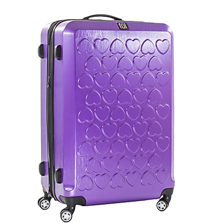ful Hearts Upright Rolling Suitcase, 29 1/2"H x 19 1/4"W x 12"D, Purple
