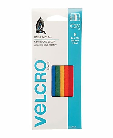 VELCRO® Brand GET-A-GRIP® Straps, 1/2" x 8", Assorted Colors, Pack Of 7