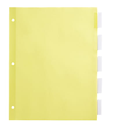 Office Depot® Brand Insertable Dividers With Tabs, 8 1/2" x 11", Clear, 5-Tab, Pack Of 6 Sets