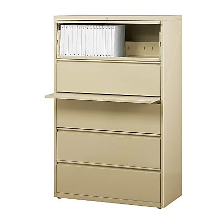 WorkPro® 19"D Lateral 5-Drawer File Cabinet, Putty