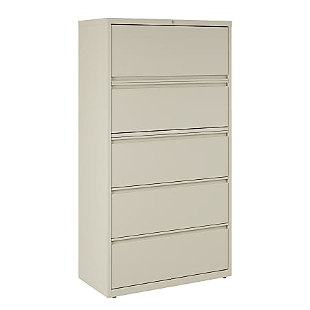 WorkPro® 36"W x 18-5/8"D Lateral 5-Drawer File Cabinet, Putty