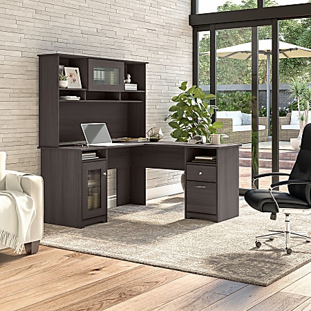 直接取引 デスク Bush Business Furniture Cabot 60 W L Shaped Corner Desk With Hutch