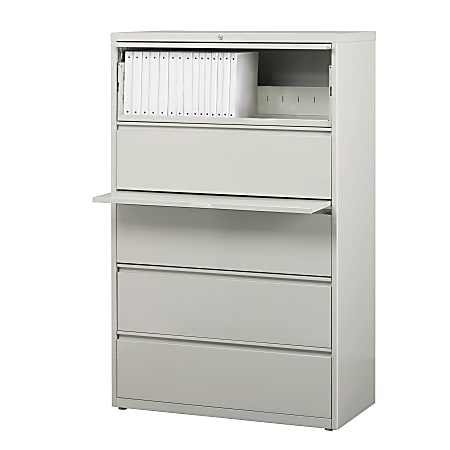 WorkPro® 36"W x 18-5/8"D Lateral 5-Drawer File Cabinet, Light Gray