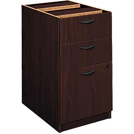 basyx by HON® BL 21-3/4"D Vertical 3-Drawer Pedestal File Cabinet, Mahogany