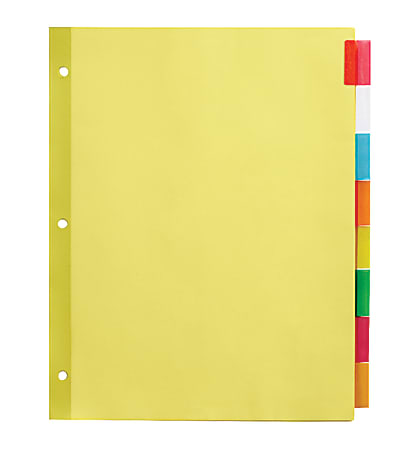 8 1/2 x 11 Assorted Colors 8 Tab Office Depot Brand Single-Pocket Write-On Dividers 