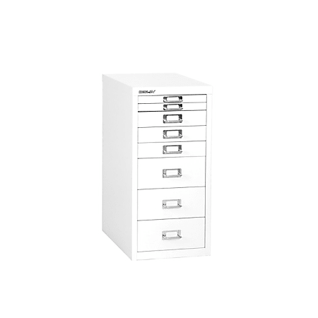 Bisley 15"D Vertical 8-Drawer Under-Desk Storage Cabinet, Metal, White