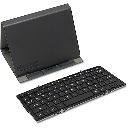 Plugable Foldable Bluetooth Keyboard - Full-Size Multi-Device Keyboard, Wireless and Portable with Included Stand for iPad/iPhone - BTKEY3XL