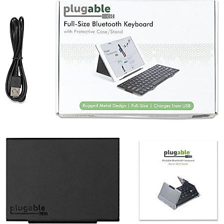 Plugable Foldable Bluetooth Keyboard Full Size Multi Device Keyboard ...