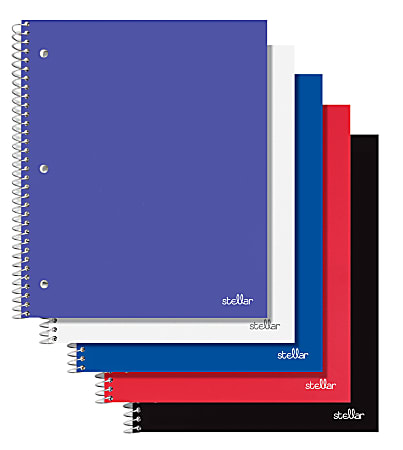Office Depot® Brand Stellar Poly Notebook, 8-1/2" x 11", 1 Subject, College Ruled, 80 Sheet, Assorted Colors, Pack Of 5 Notebooks