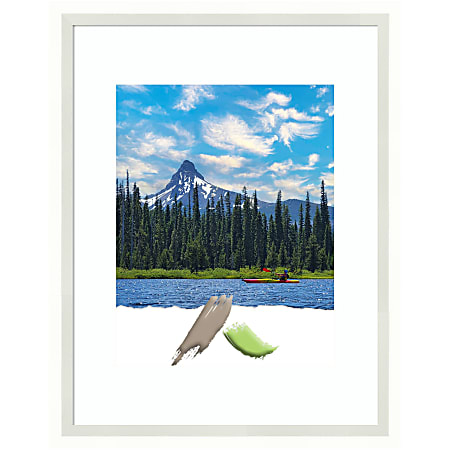 Amanti Art Rectangular Wood Picture Frame, 12” x 15" With Mat, Lucie White