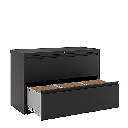 WorkPro 42 W x 18 58 D Lateral 2 Drawer File Cabinet Black