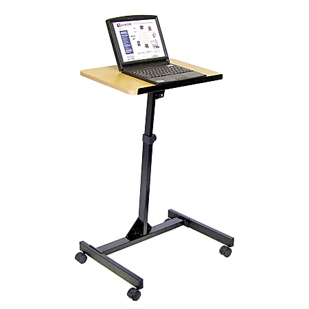 H. Wilson Portable Adjustable-Height Lectern, Black/Red Oak