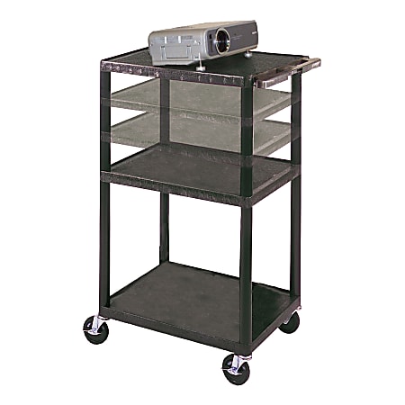 H. Wilson Height-Adjustable Plastic Cart, 42"H x 24"W x 18"D, Black
