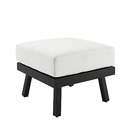 Linon Abilene Aluminum Outdoor Ottoman, 17-3/4”H x 22”W x 22”D, Black/White