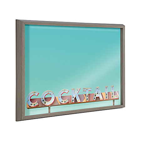 Kate and Laurel Blake Non-Magnetic Framed Dry-Erase Printed Glass, 18” x 24”, Cocktail Hour by Robert Cadloff of Bomobob, Gray Plastic Frame
