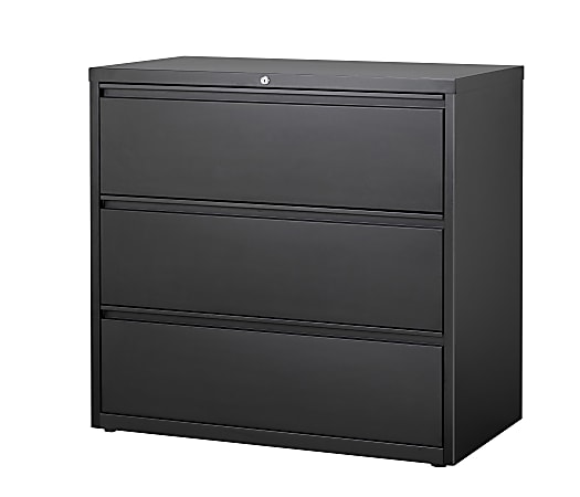 WorkPro® 42"W Lateral 3-Drawer File Cabinet, Metal, Black