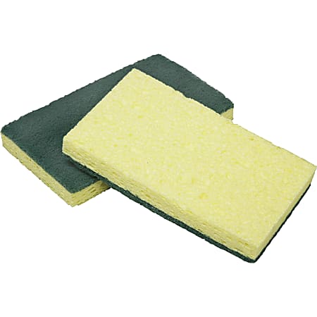 SKILCRAFT® Cellulose Scrubber Sponges, 4-1/2" x 2-3/4", Yellow, Pack Of 3 Sponges