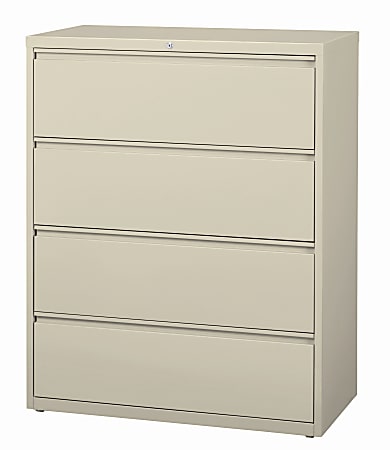 WorkPro® 42"W Lateral 4-Drawer File Cabinet, Metal, Putty
