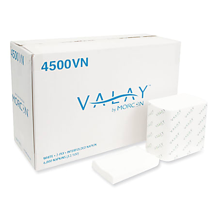 Morcon Tissue Valay&reg; Interfolded Napkins, 2-Ply, 6.5 x 8.25, White, 500/Pack, 12 Packs/Carton