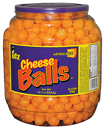 Utz Cheese Balls Snack Barrel 23 Oz Tub - Office Depot