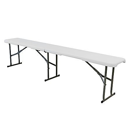 Elama Plastic Folding Bench, 17”H x 11”W x 72”D, White/Gray