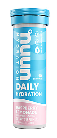 Nuun Daily Raspberry Lemonade, 10 Tablets Per Tube, Box Of 8 Tubes