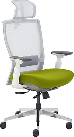 True Commercial Pescara Ergonomic High-Back Executive Chair, Green/Off-White