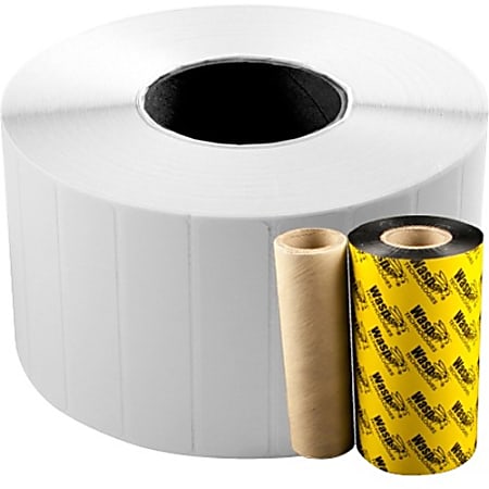Wasp WPL606 Quad Pack Label - 4" x 2" Length - Thermal Transfer - 3000 / Roll - 4 Roll