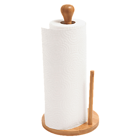 Baumgartens Bamboo Paper Towel Holder, 14" x 7 1/2" x 5 3/4", Natural