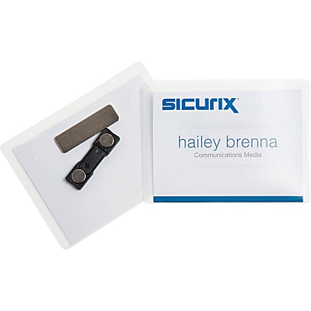 Sicurix® Magnetic Badge Holders, 3" x 4", Horizontal, Clear, Pack Of 20
