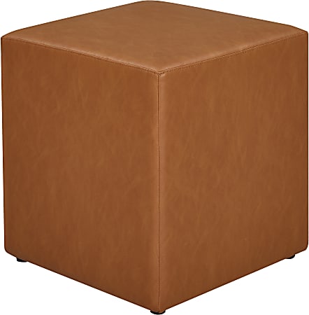 Lifestyle Solutions Brady Faux Leather Ottoman, 19”H x 18”W x 18”D, Camel