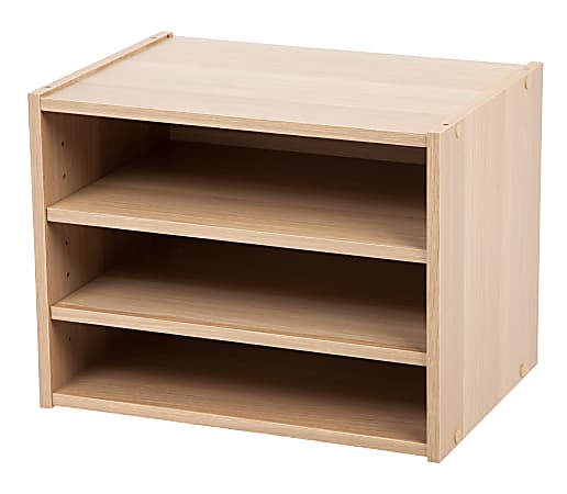 IRIS TACHI Modular Organizer Box With Adjustable Modular Shelving, 12"H x 15-3/4"W x 11-7/16"D, Light Brown
