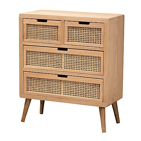 Baxton Studio Alina 4-Drawer Accent Storage Cabinet, Medium Oak