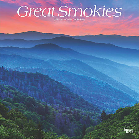 2025 BrownTrout Great Smokies Monthly Plastic-Free Square Wall Calendar, 12" x 12", America Regional, January to December 2025, 9781975474881